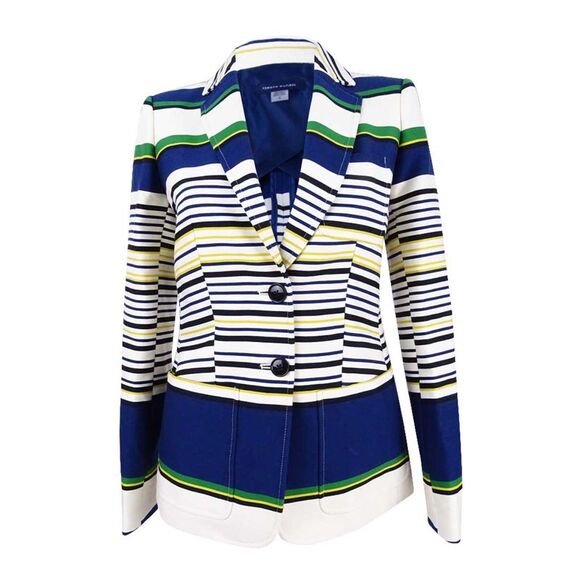 Tommy Hilfiger Jackets & Blazers - Tommy Hilfiger Women's Three-Pocket Striped Blazer - Indigo Multi